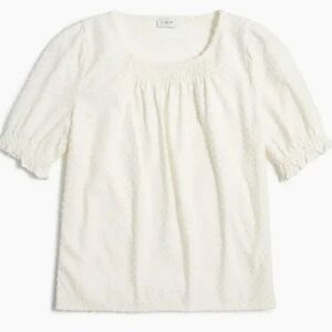 J. Crew Women's White Blouse with Swiss Dot Pattern